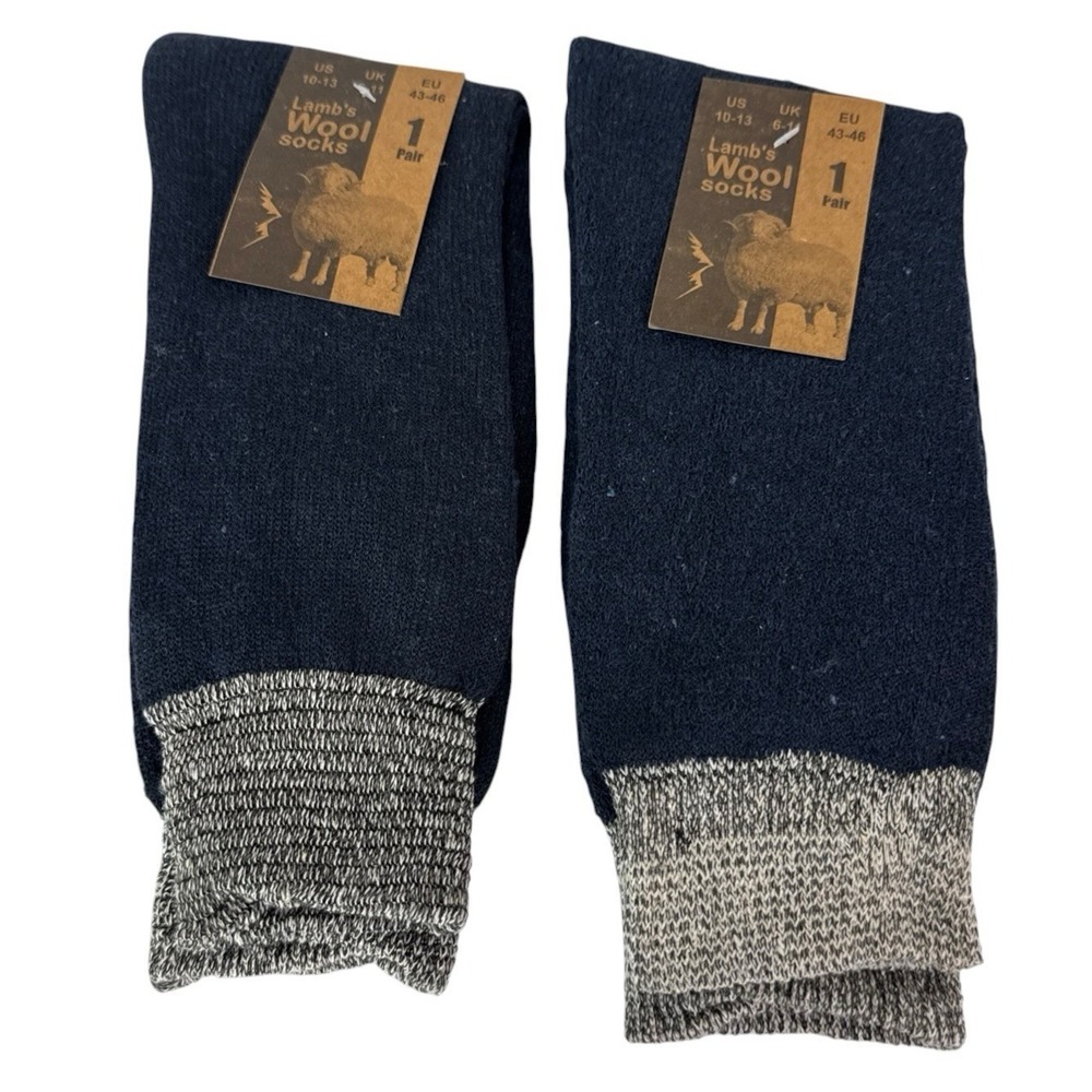 Lamb's Wool Blend Socks NEW Men's US 10-13 Lot of 2 Gray Blue Calf Length 1398